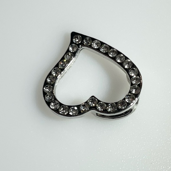 Silvertone Rhinestone Heart Pendant - Picture 5 of 15